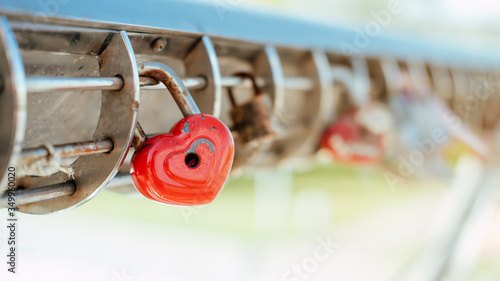 Old lock love on the bridge. Lock love with some corrosion problems.