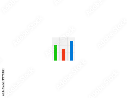 Bar chart vector flat icon. Isolated increasing, decreasing graph bar emoji illustration 