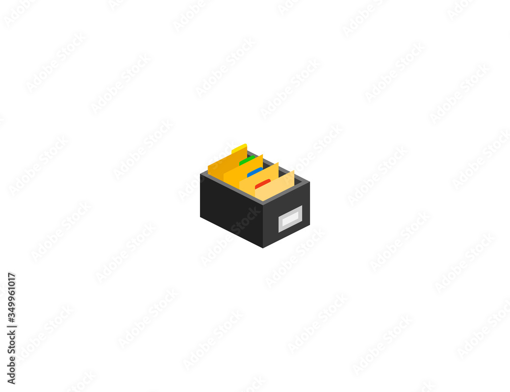 Card file box vector flat icon. Isolated documents, files box, folder emoji illustration Card file box vector flat icon. Isolated documents, files box, folder emoji illustration