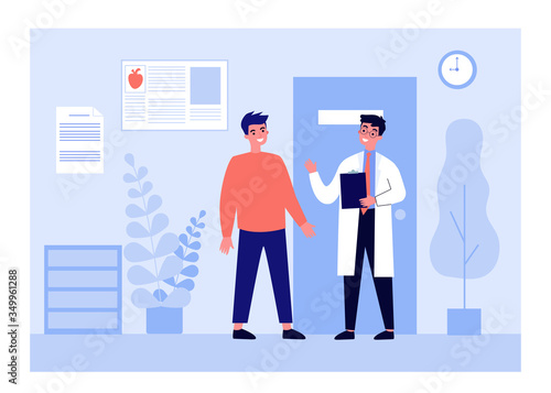 Patient visiting doctor office. Young man consulting physician in hospital or clinic. Can be used for healthcare, medical consultation, diagnosis, healthcare, therapy concept
