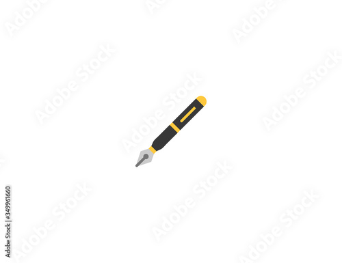 Fountain pen vector flat icon. Isolated fountain pen emoji illustration 