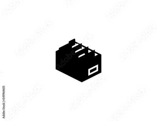 Card file box vector flat icon. Isolated documents, files box, folder emoji illustration