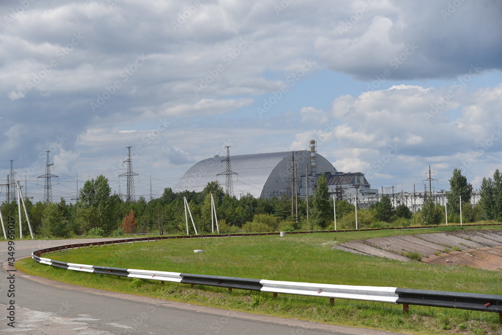 Chernobyl new safe confinement. Chernobyl nuclear power plant. Summer 2019. Chernobyl new safe confinement. Chernobyl nuclear power plant. Summer 2019.