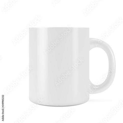 Vector realistic mockup (layout) of a clean mug cup for drinks. White blank cup. EPS 10.