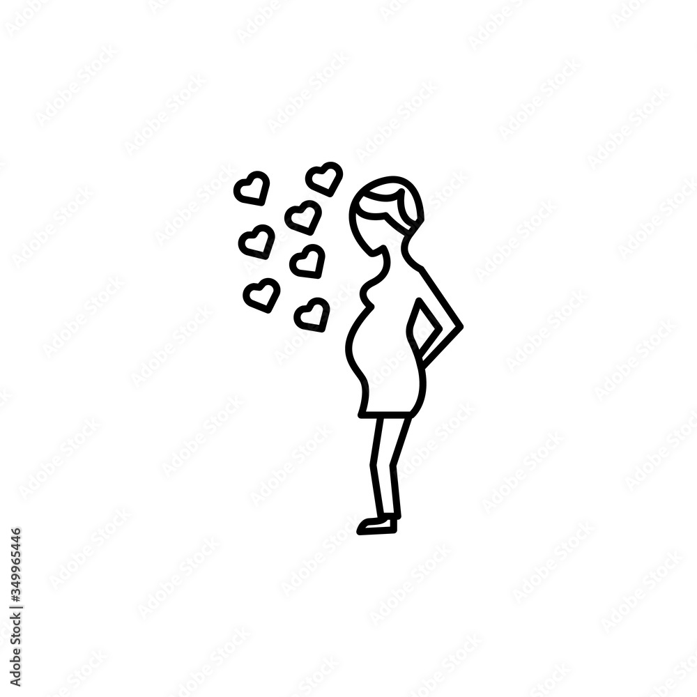 pregnant mother line illustration icon on white background pregnant mother line illustration icon on white background