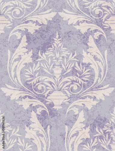 Vector damask seamless pattern background. Classical luxury old fashioned damask ornament, royal victorian seamless texture for wallpapers, textile, wrapping. Exquisite floral baroque template.