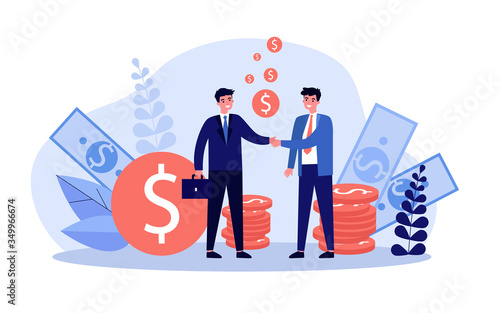 Business partners handshake. Businesspeople shaking hands with each other, finishing negotiations, closing agreement. Can be used for business success, partnership, teamwork concept