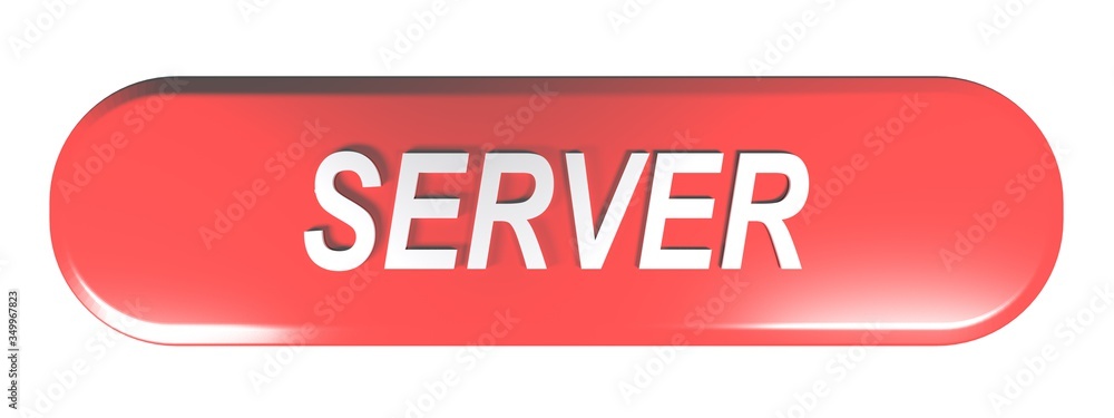 SERVER red rounded rectangle pushbutton - 3D rendering illustration SERVER red rounded rectangle pushbutton - 3D rendering illustration
