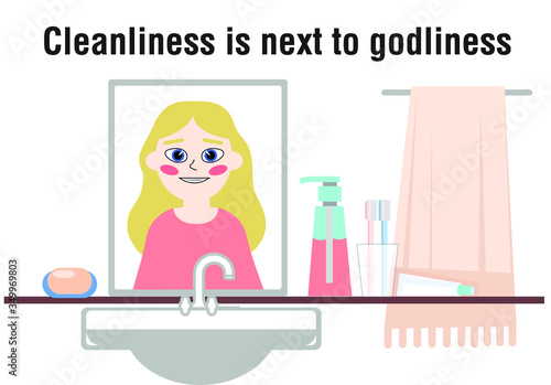 image poster about personal hygiene, hand washing and protecting yourself from viruses and bacteria through cleanliness and proper hand washing and hygiene