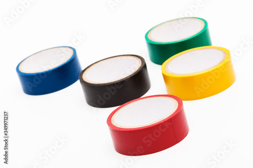 color adhesive tape on white background