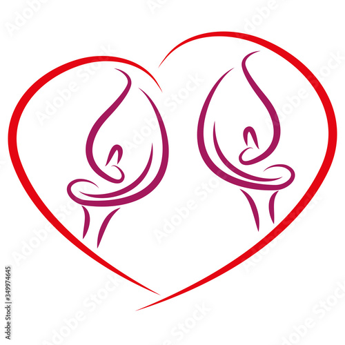 Herz, Zwei Zantedeschien, Pflanze, Calla, Blume, Logo, Icon