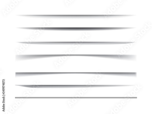 Horizontal lines black shadows vector realistic illustrations set