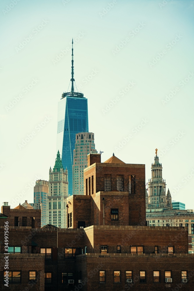 New York City downtown skyscrapers