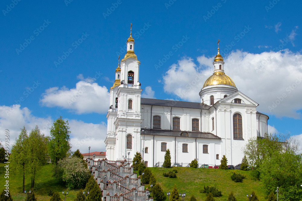 Vitebsk, Belarus -14 May 2020: Holy Assumption Cathedral of the Assumption on the hill