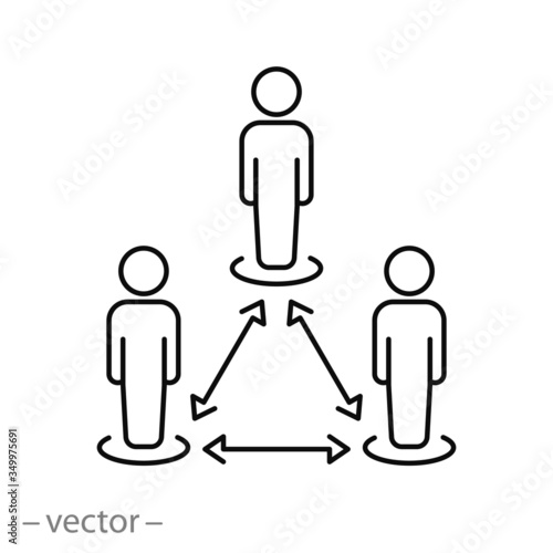 safety social distance, vector icon, editable thin line symbol on white background