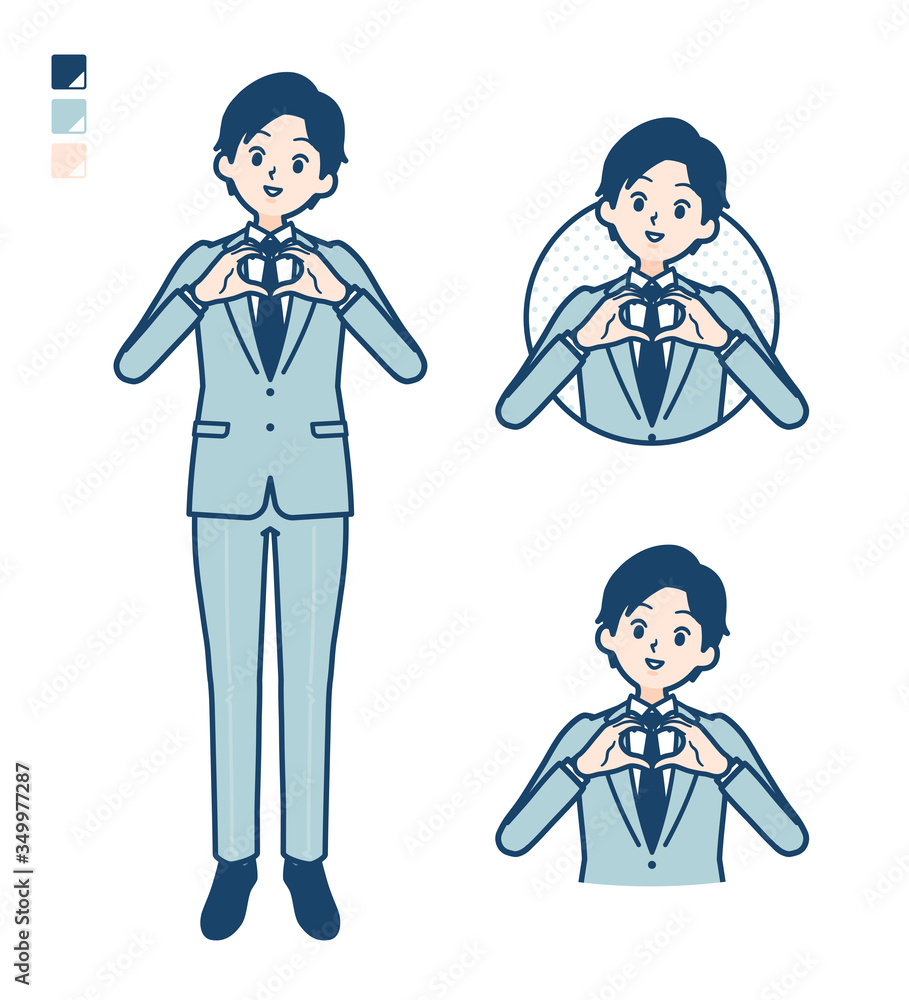 simple suit businessman_love-mark-hand-sign simple suit businessman_love-mark-hand-sign