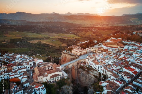 Ronda aerial view sunrise