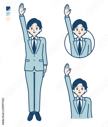 simple suit businessman_raise-hand