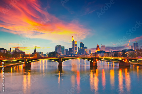 Frankfurt am Main at sunset, Germany