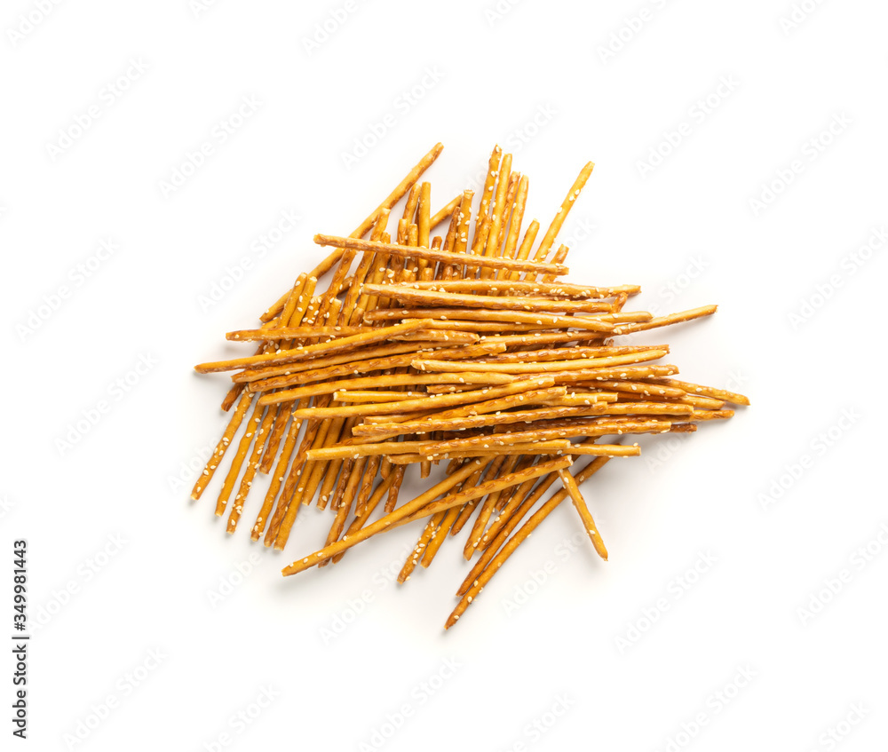 Crispy Salt Sticks with Sesame, Pretzel Sticks, Grissini or Breadsticks