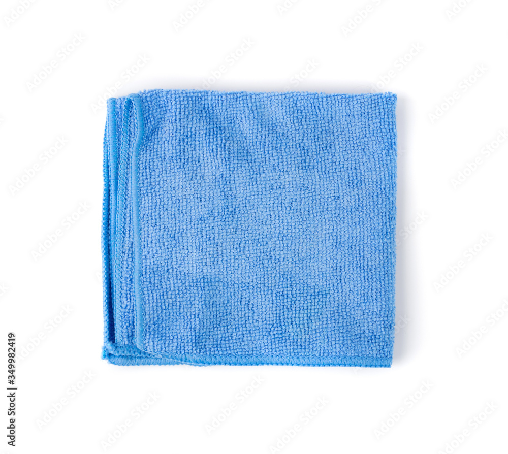 Blue Microfiber Cleaning Cloth Isolated on White Background Blue Microfiber Cleaning Cloth Isolated on White Background