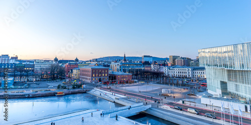 Modern buildings in Oslo, city centre and city escape © offcaania