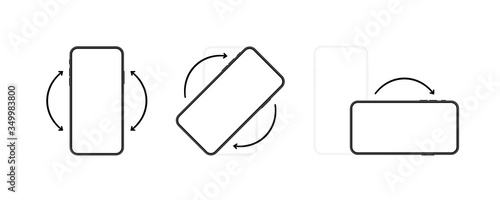 Smartphones with different rotate position. turn your phone whatever. Modern vector illustration
