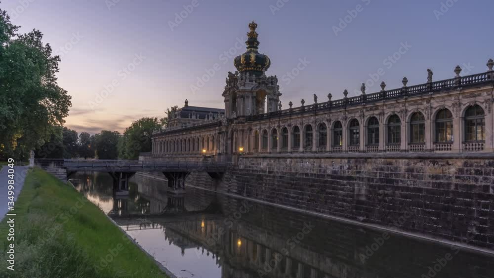 Dresden Zwinger Crown Entrance Day to Night Time Lapse in 4K Dresden Zwinger Crown Entrance Day to Night Time Lapse in 4K