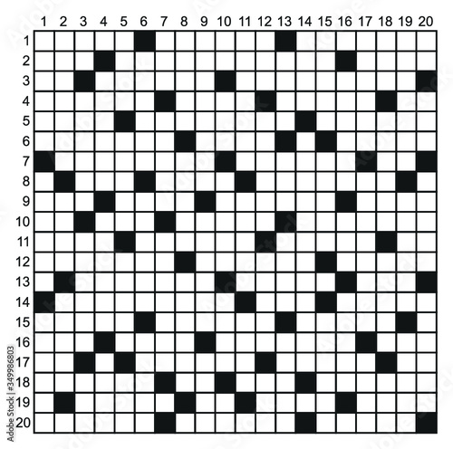 Crossword puzzle vector. 20 x 20 Square crossword puzzle game.
