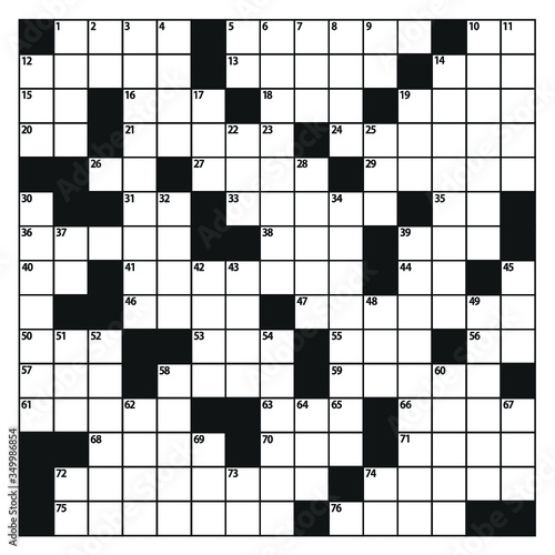 Square crossword puzzle game vector.  American-style crossword puzzle.  photo