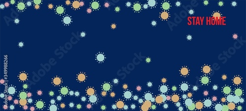 Stay Home Quarantine Banner. Flat Cartoon Coronavirus Medical Banner. 