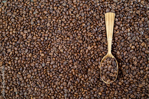 coffee beans on wooden background