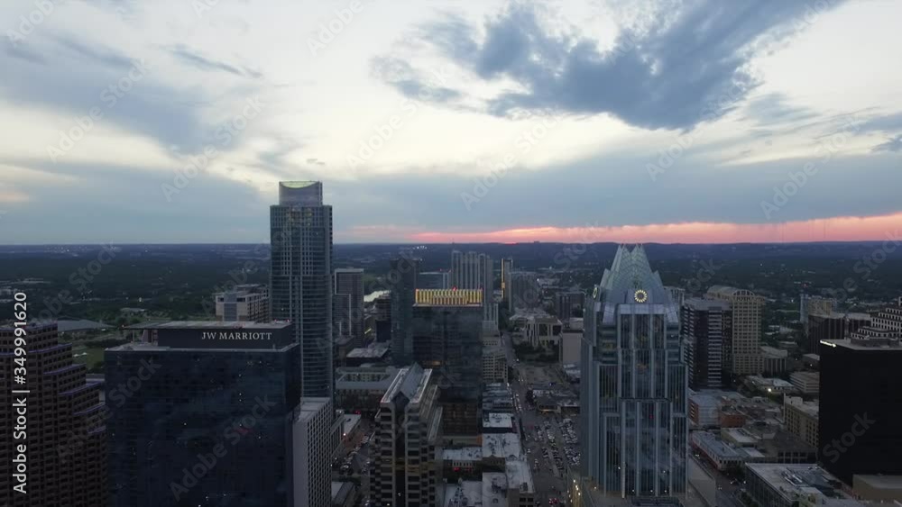Nightfall on Downtown Austin Texas USA Aerial View Nightfall on Downtown Austin Texas USA Aerial View