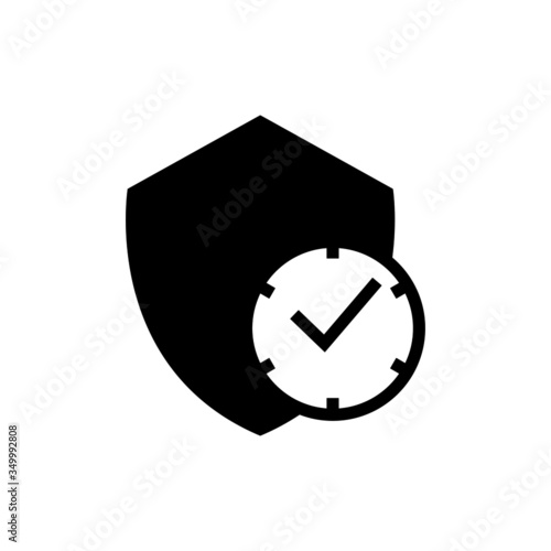 Long term protection icon in black flat shape design icon, isolated on white background