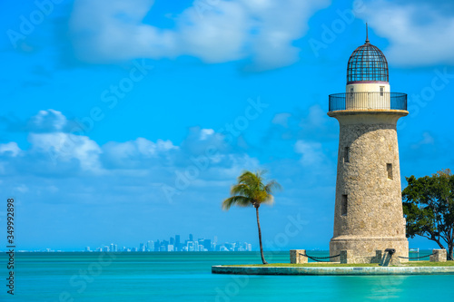 Boca Chita Lighthouse and Miami Skyline