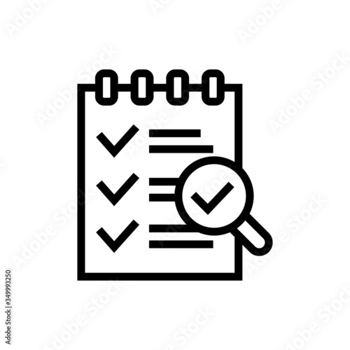 Inspection vector icon in outline style icon, isolated on white background