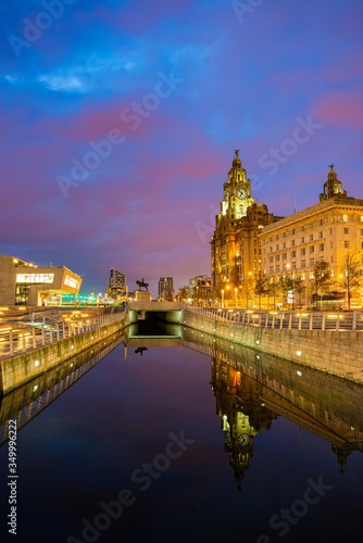 Liverpool city center cityscape night