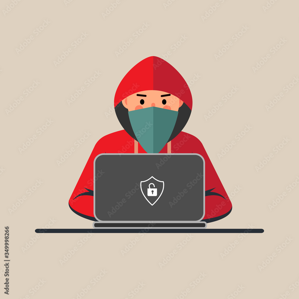 Computer hacker spread a net - isolated vector illustration. Computer hacker spread a net - isolated vector illustration.