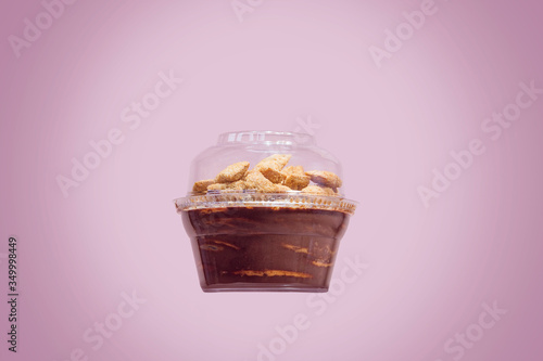 cold cookie and chocolate cake served in a plastic container