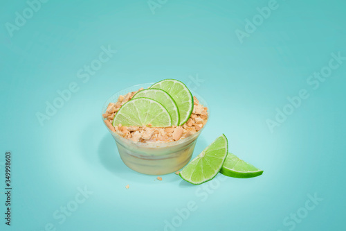 Cold cake with lemon flavored cookies