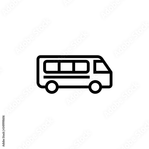 Minibus vector icon, black minibus icon transportation concept isolated in outline, lineart style isolated on white background