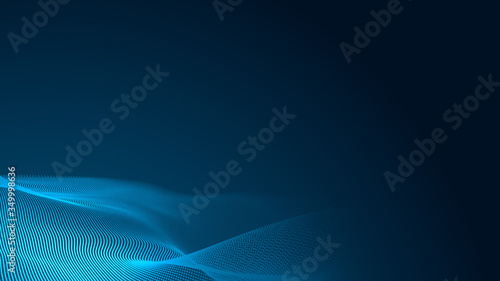 Dot blue wave light screen gradient texture background. Abstract technology big data digital background. 3d rendering.