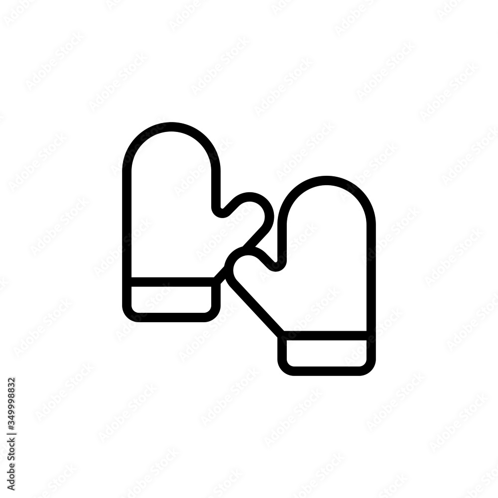 Wool gloves vector icon in outline, lineart style isolated on white background Wool gloves vector icon in outline, lineart style isolated on white background