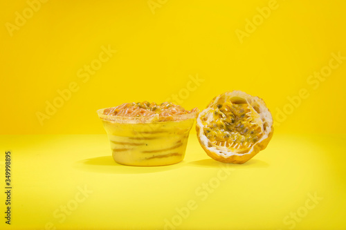 cold biscuit cake with passion fruit flavor