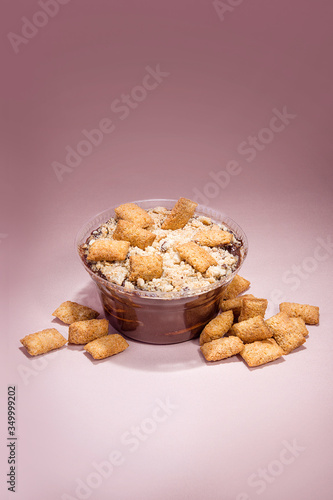 cold cookie and chocolate cake served in a plastic container