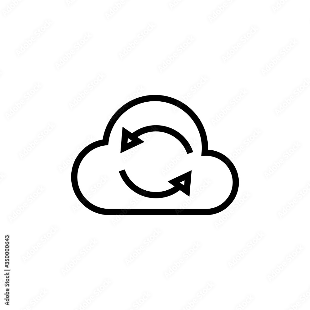 icon of Network, Cloud, Internet in outline, lineart style on white background icon of Network, Cloud, Internet in outline, lineart style on white background