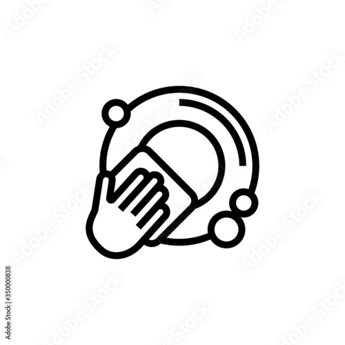 Washing plate vector icon, washing plate icon symbol sign in outline, lineart style on white background