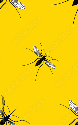 Seamless mosquito, vector illustration, seamless wallpaper with insect, biology background.