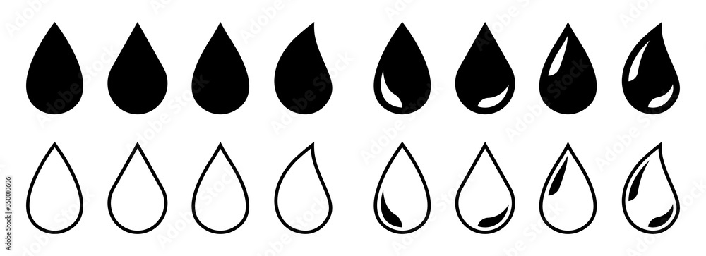 Big set of water drop icons. Black and blue water drop. Vector ...