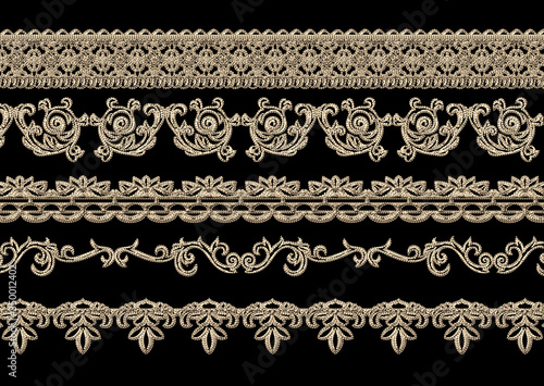 ethnic 3d embroidery border pattern